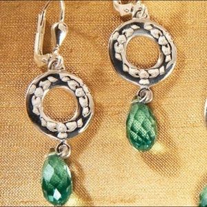 Sterling silver & green Swarovski drop earrings